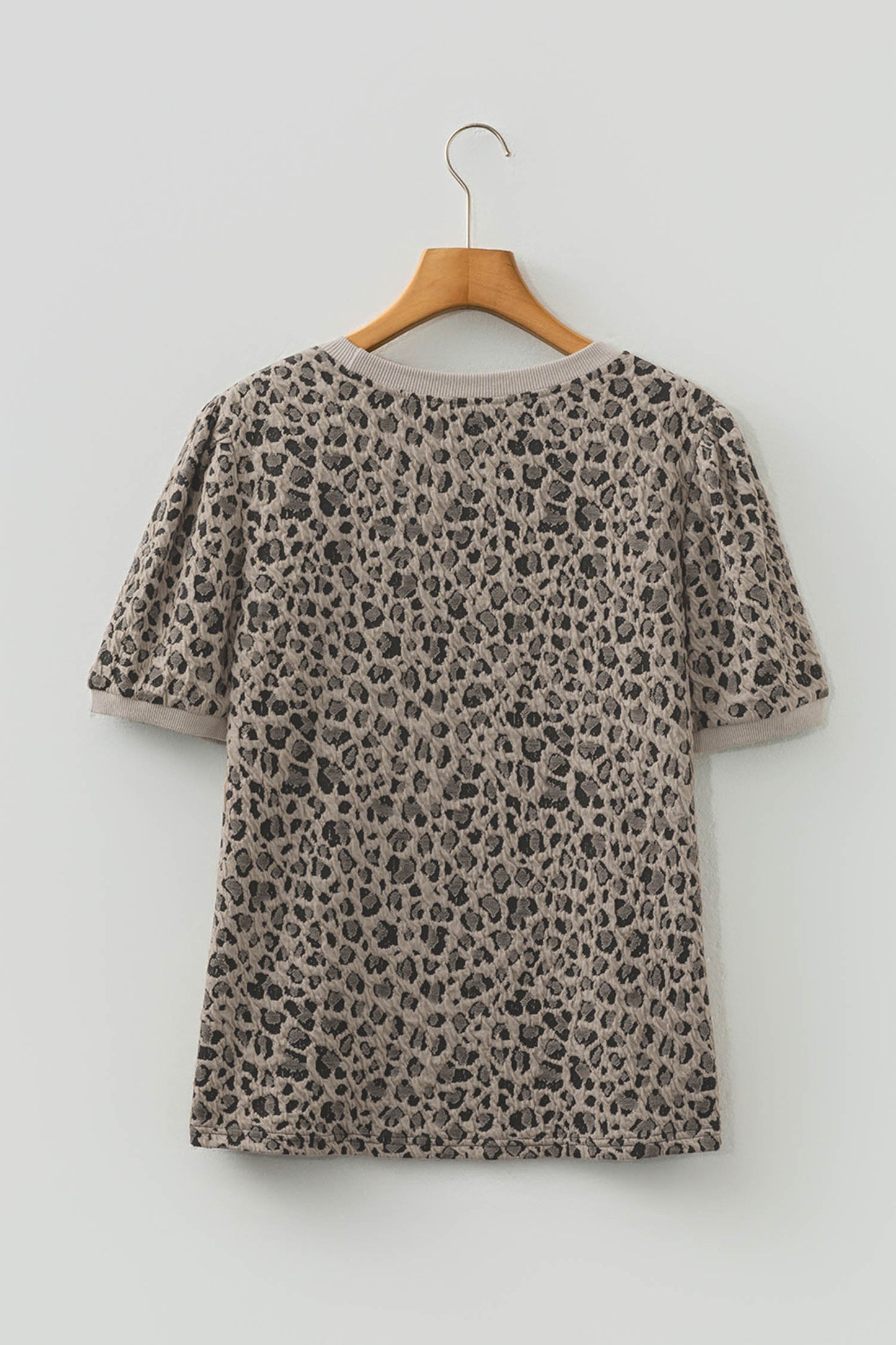 Leopard Textured Crewneck Short Sleeve Top