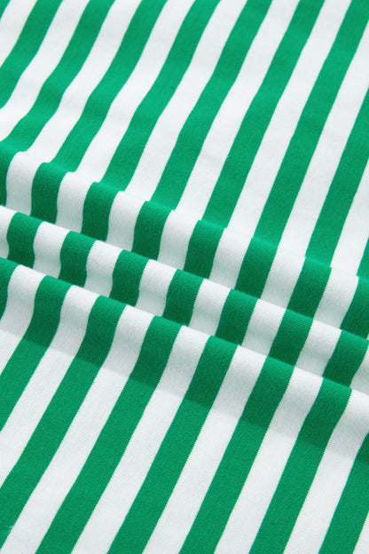 Stripe Contrast Trim Tie Waist Mini Dress