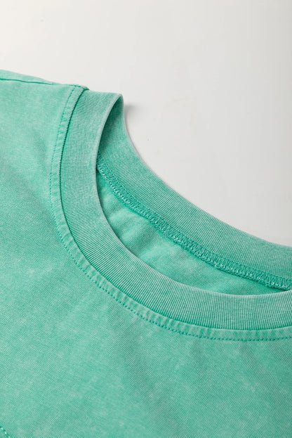 Flower Patchwork Mineral Wash Mini T-Shirt Dress