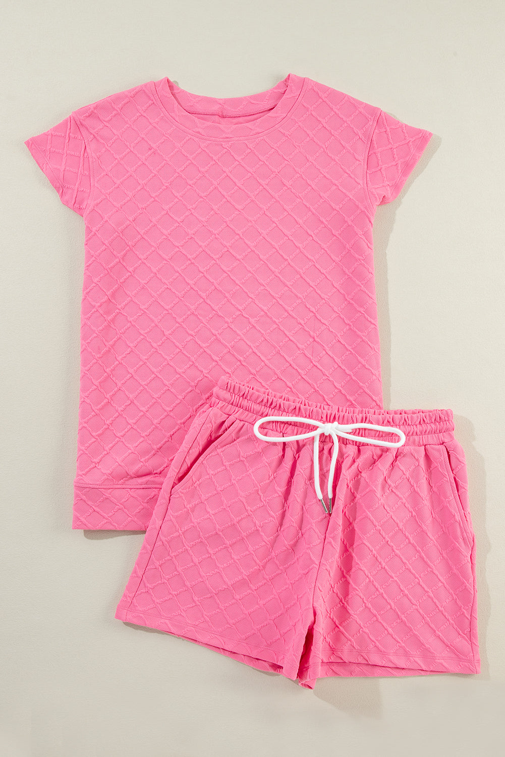 Checker Textured Tee and Drawstring Shorts