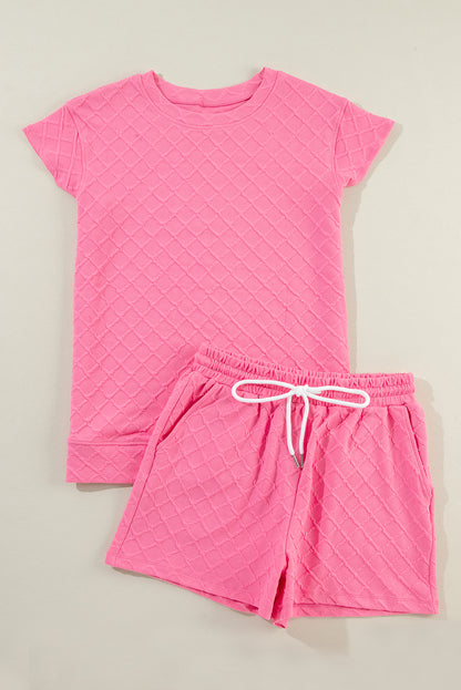 Checker Textured Tee and Drawstring Shorts