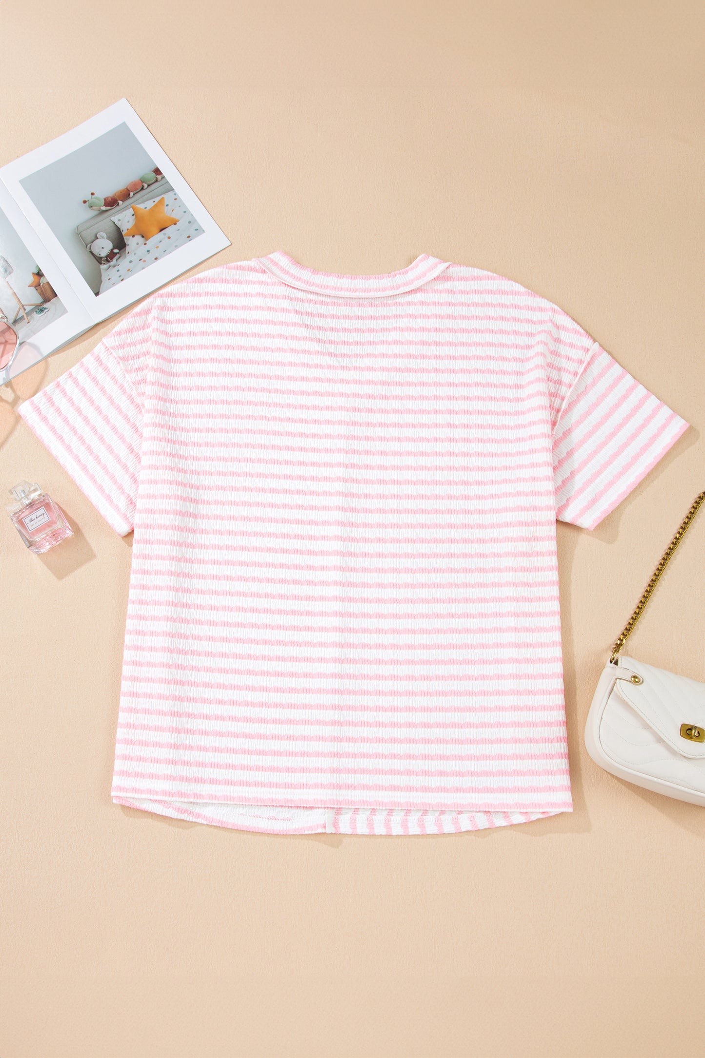 Plus Size Stripe Patchwork V-Neck T-Shirt