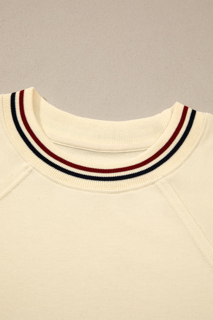 Varsity Stripe Cuffed Short Sleeve Tunic Top