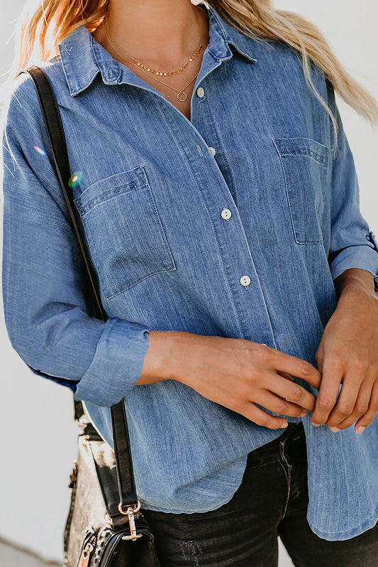 Denim Buttoned Long Sleeve Shirt