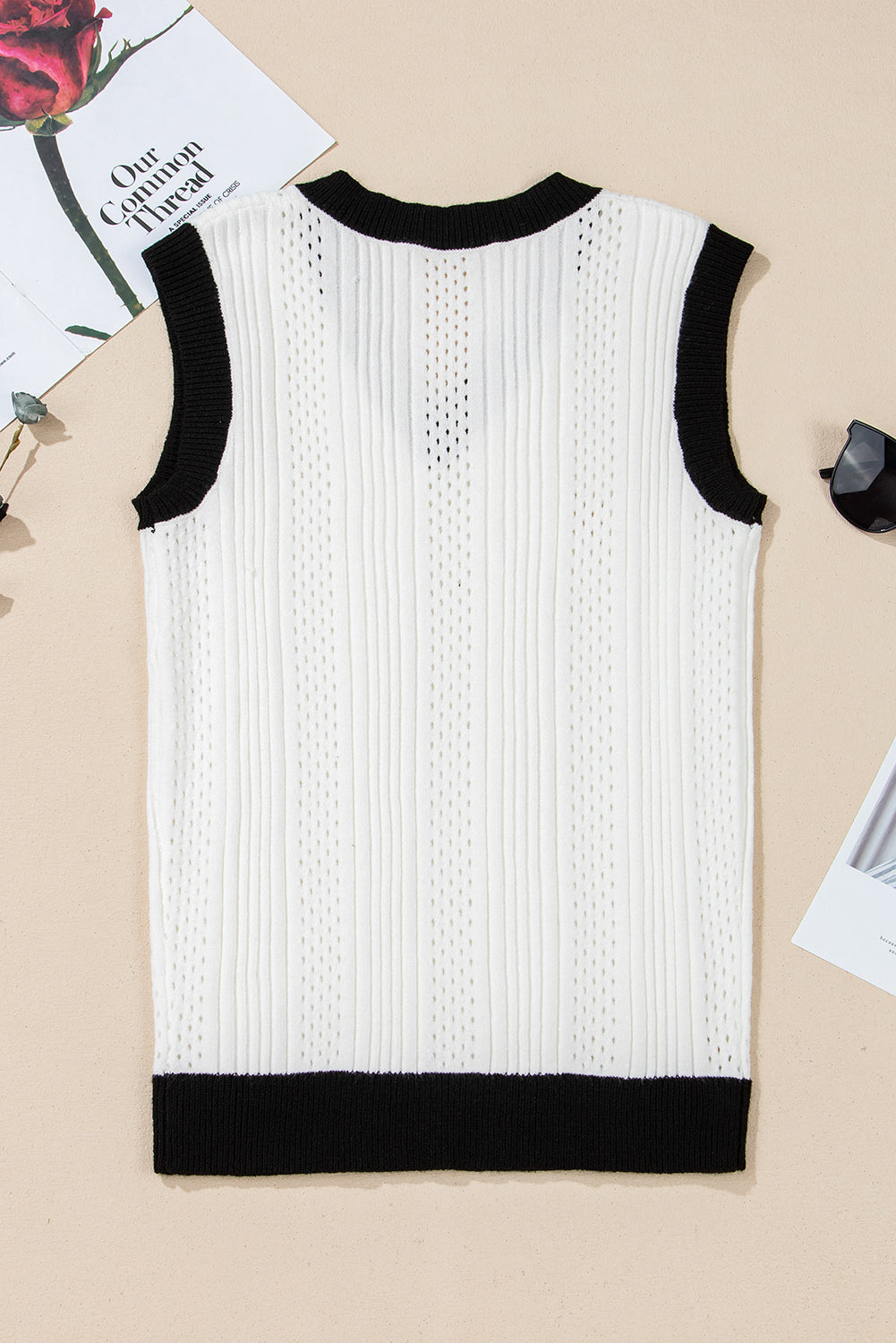 Colorblock V-Neck Sleeveless Sweater Top