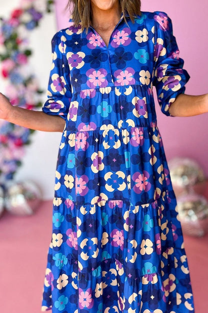 Floral Peasant Sleeve Midi Dress