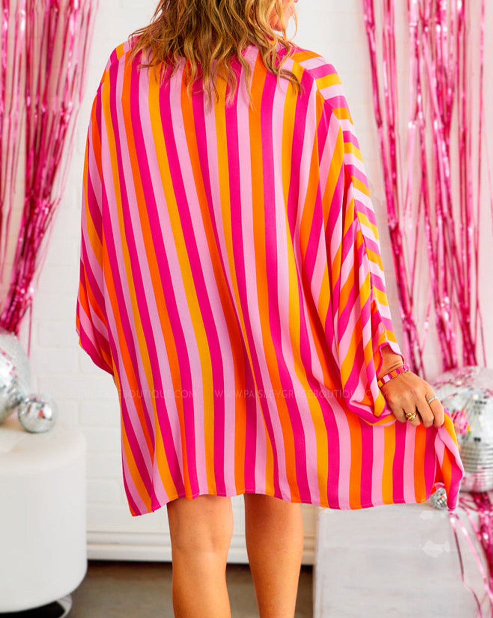 Stripe Open Front Kimono