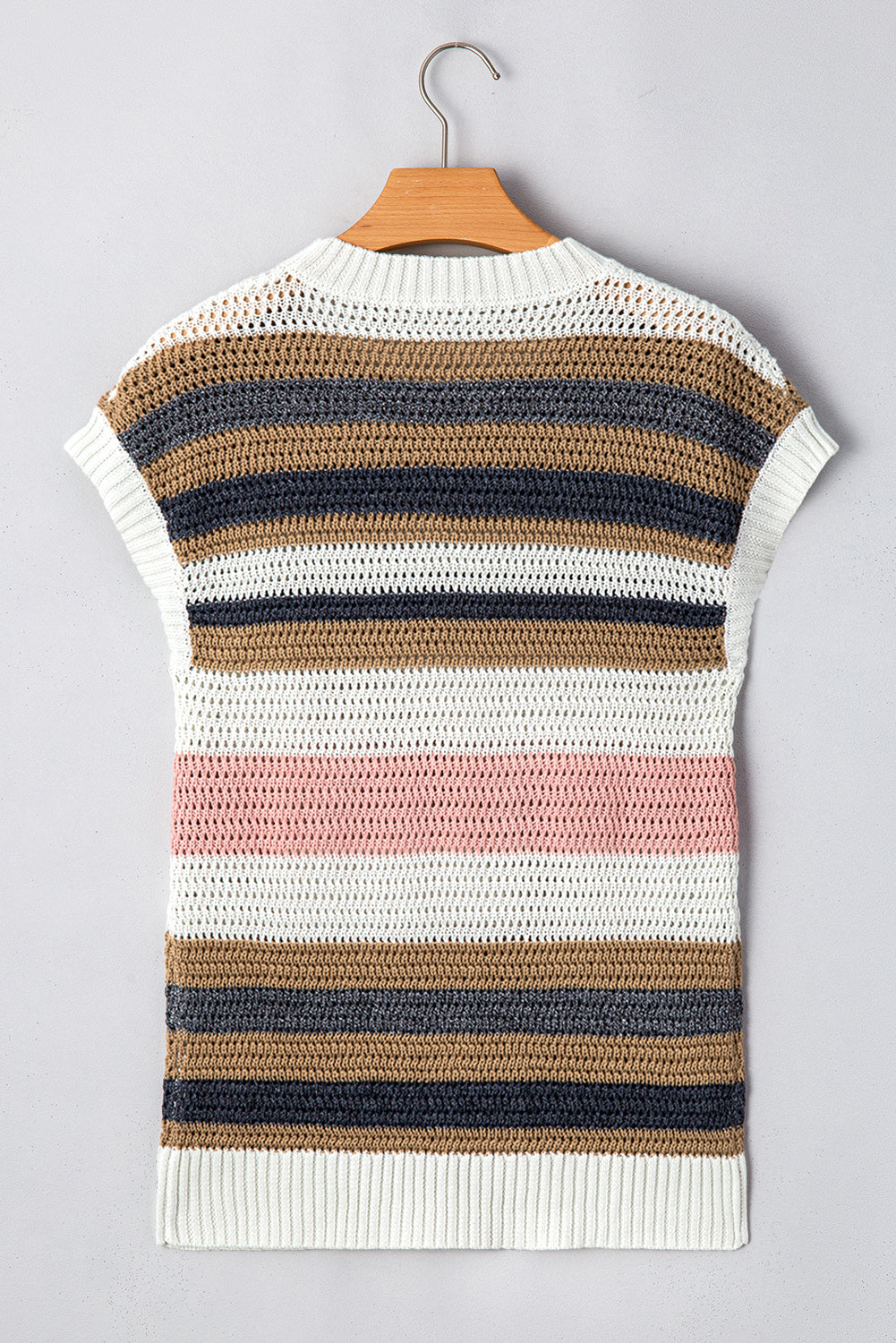 Stripe Eyelet Knit Sweater Tee