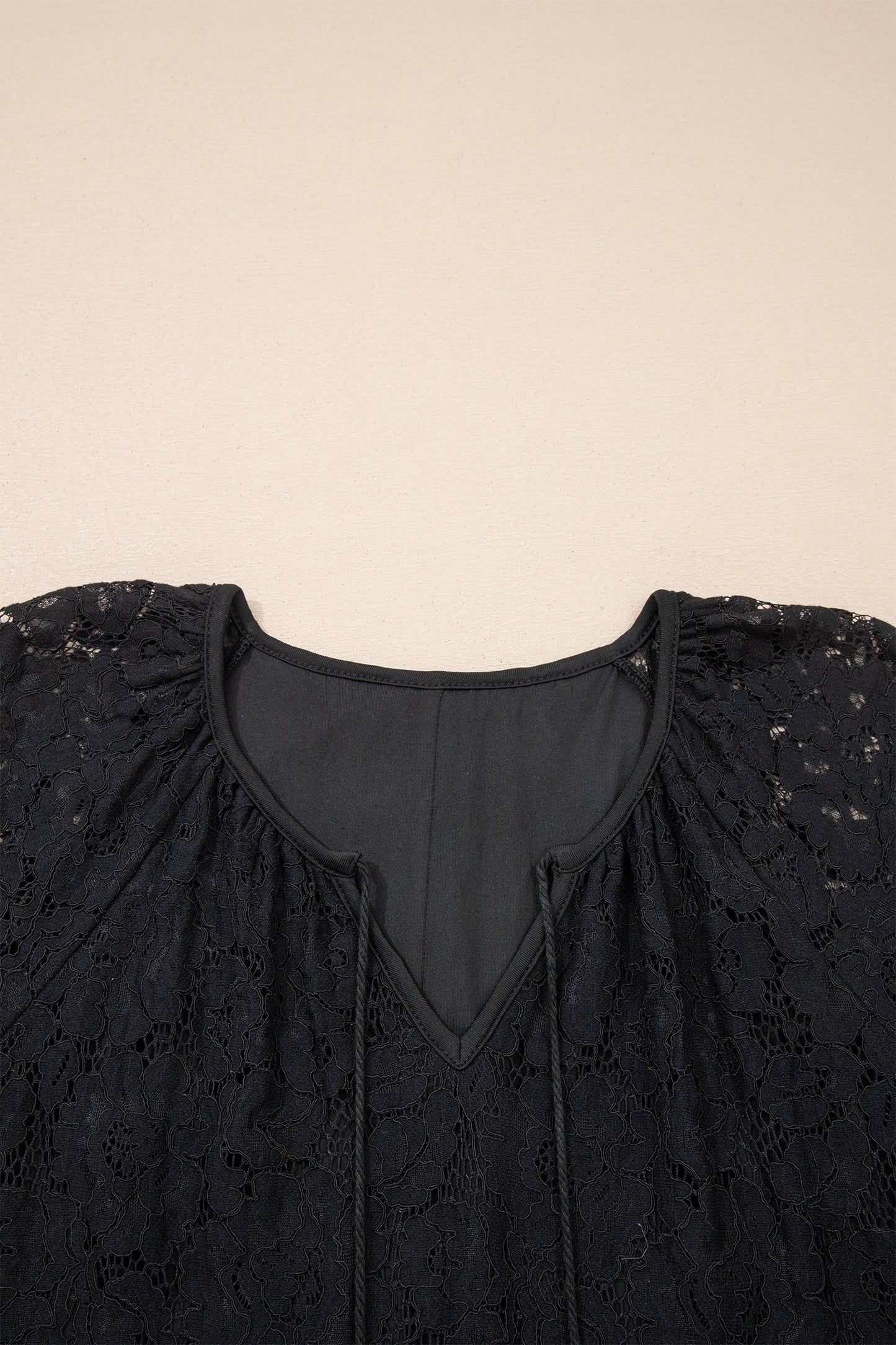 Lace Overlay Tassel Tie Short Sleeve Maxi Dress
