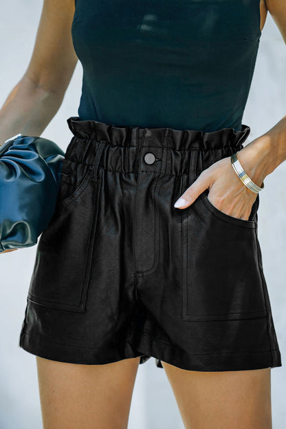 Leather High Rise Pocketed Shorts