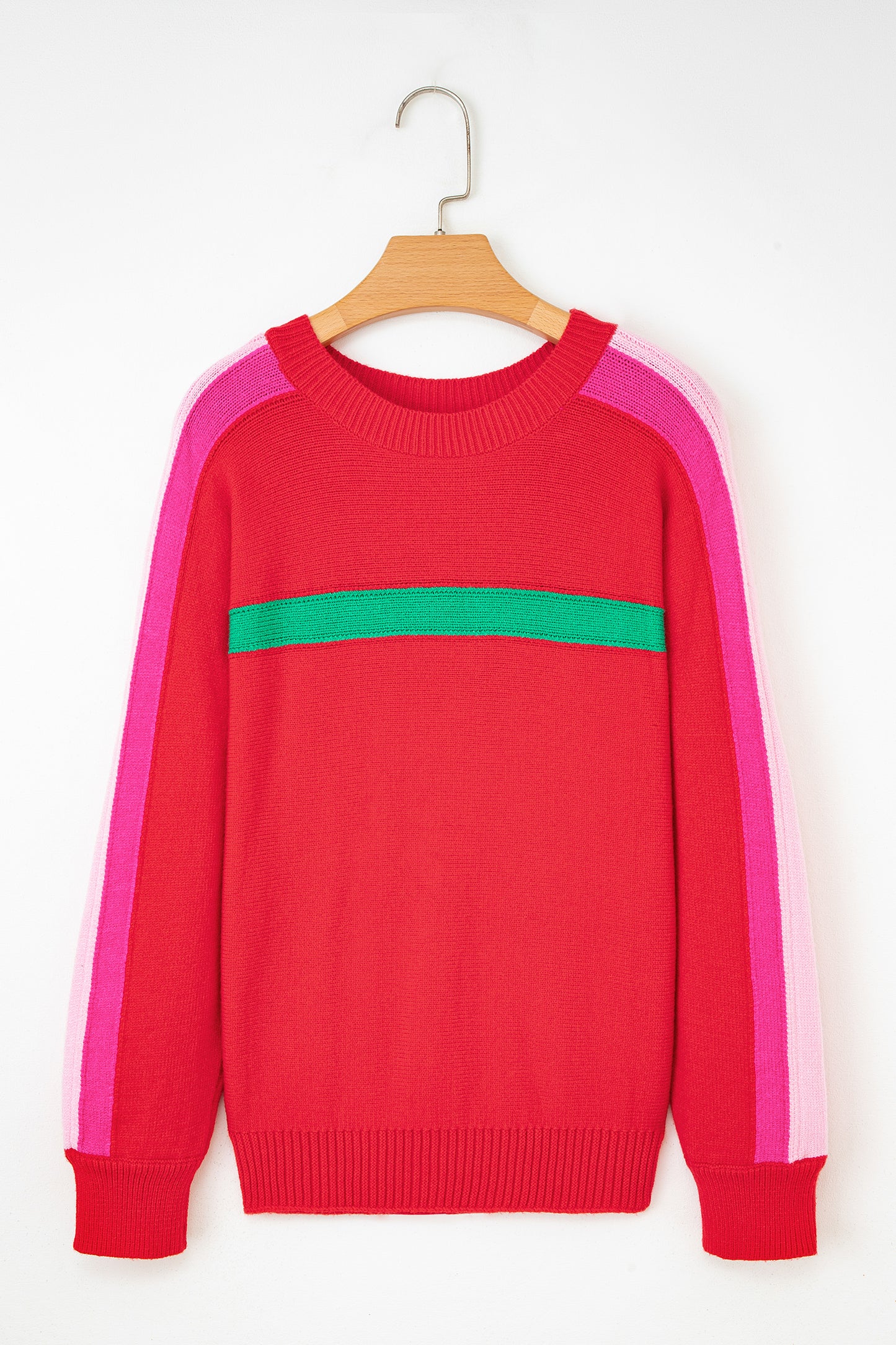 Christmas Colorblock Stripe Long Sleeve Sweater