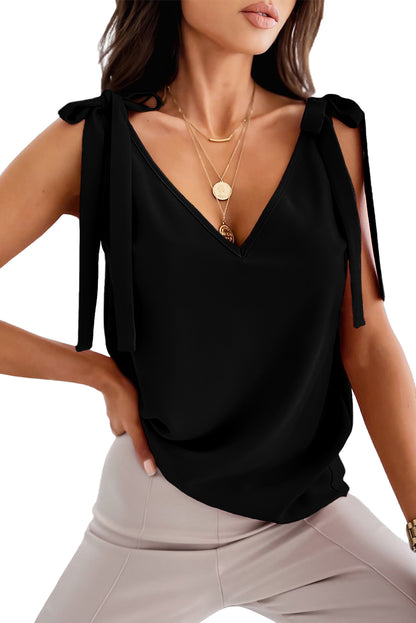 Bow Shoulder V-Neck Tank Top