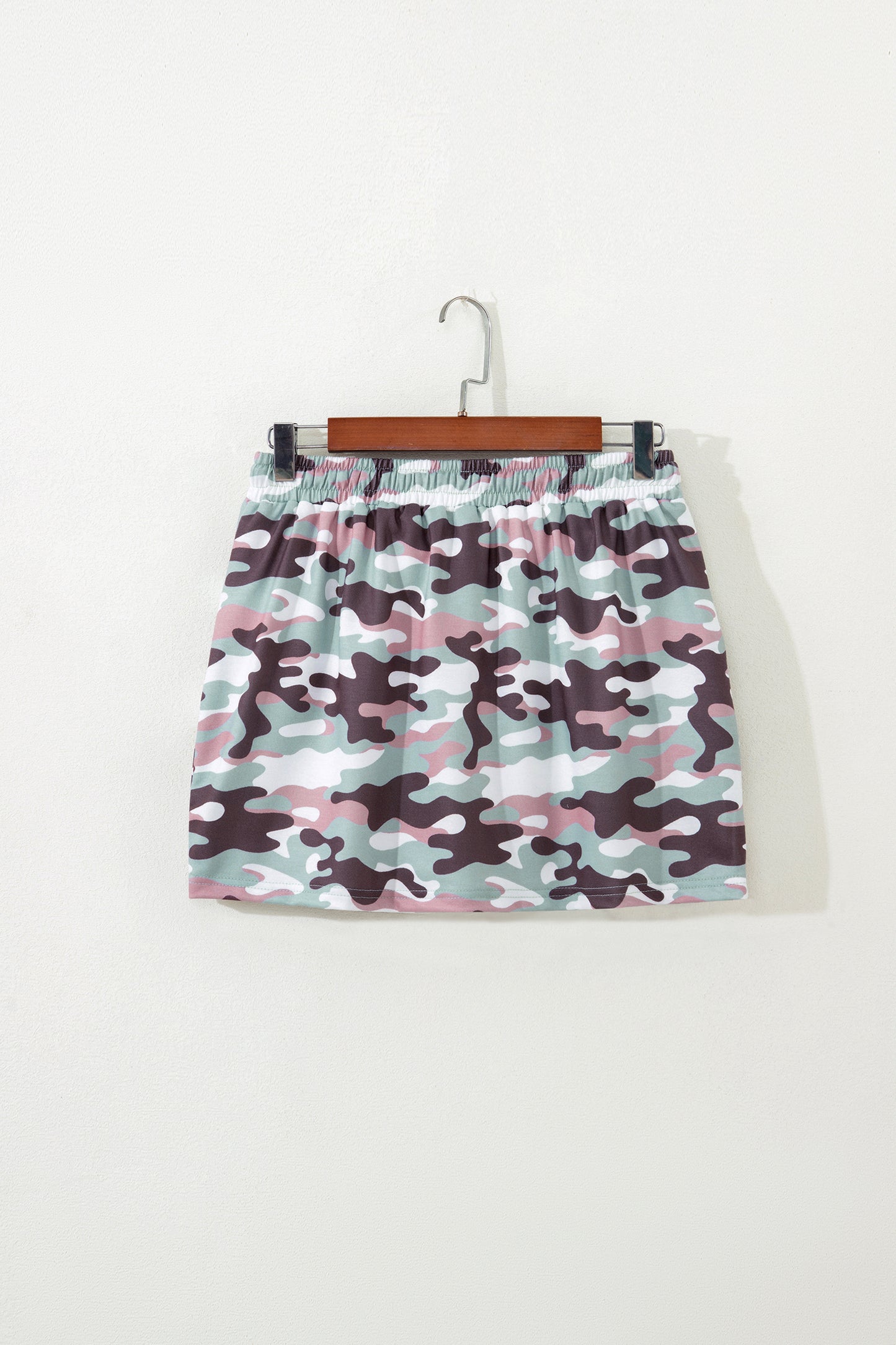 Camo Drawstring High Waist Mini Skort