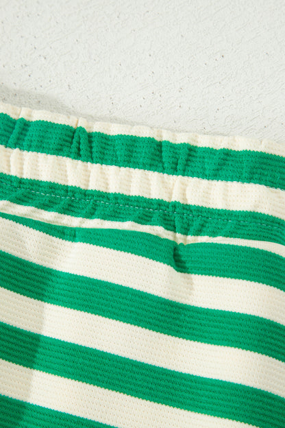 Stripe Textured Zip Collar Top & Skort Set