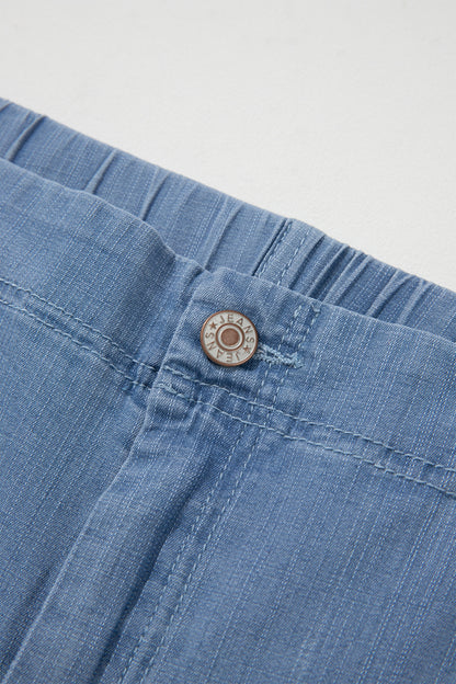 Plus Size Denim Ruffle Hem Wide Leg Jeans