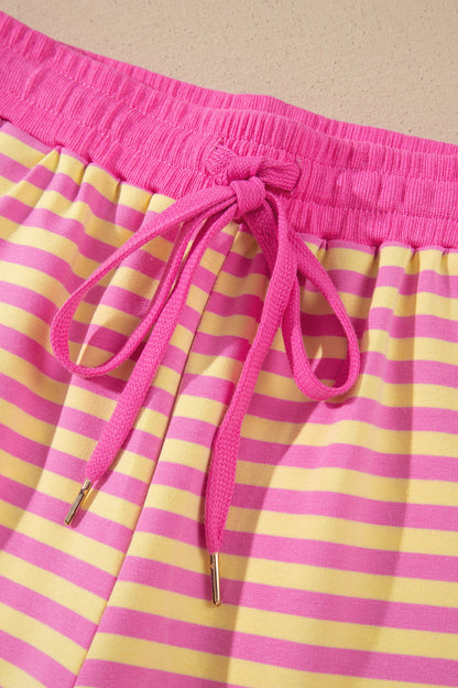 Stripe Long Sleeve Zip-Up Hoodie & Shorts Set