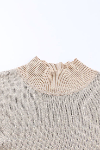 Leopard Mock Neck Side Slit Sweater