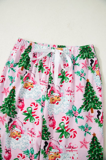 Christmas V-Neck Pullover and Drawstring Pants Lounge Set