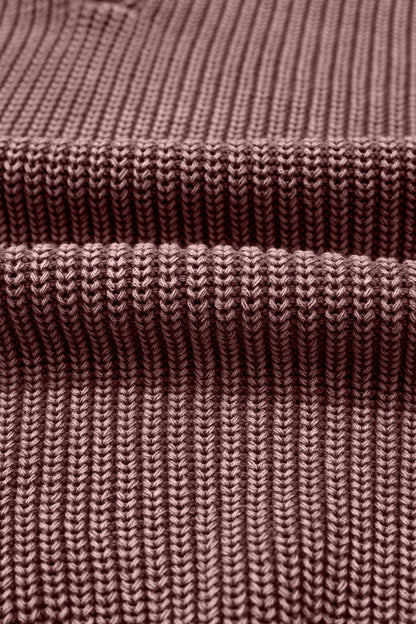 Mineral Wash Buttoned Polo Collar Knit Sweater