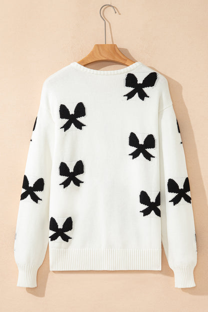 Bow Tie Lace-Up Sweater Cardigan