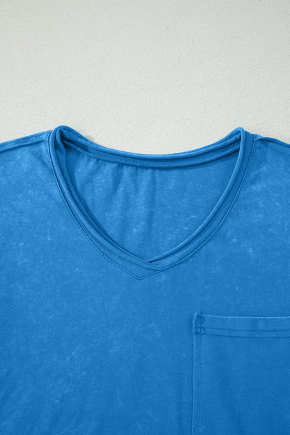 Solid Mineral Wash Short Sleeve V-Neck T-Shirt