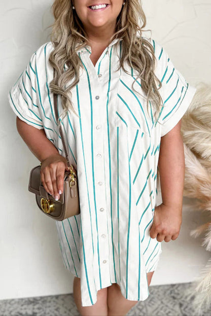 Plus Size Stripe Short Sleeve Dress