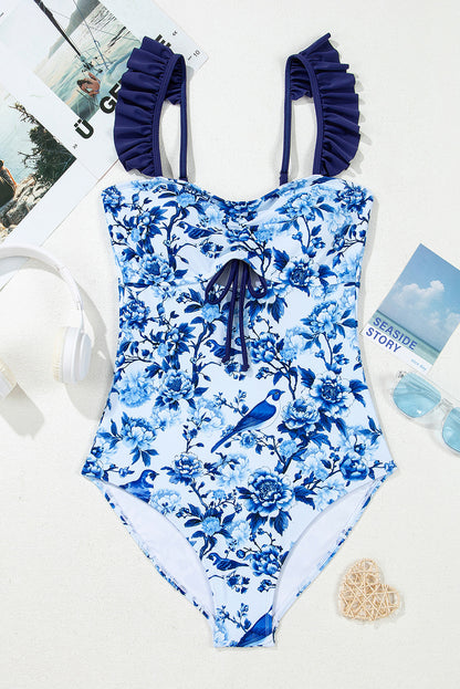 Floral Ruffle One-Piece Swimwear