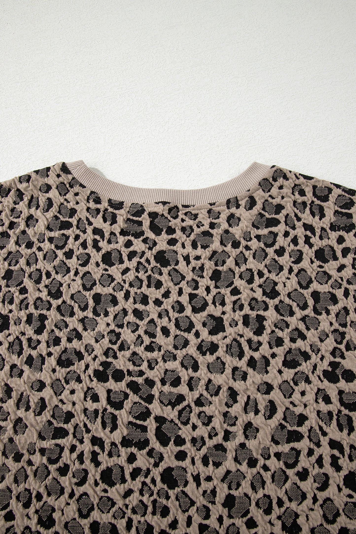 Plus Size Leopard Textured Short Sleeve T-Shirt