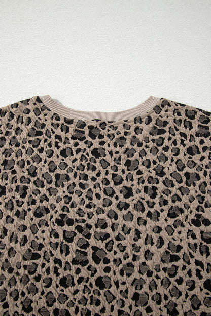 Plus Size Leopard Textured Short Sleeve T-Shirt
