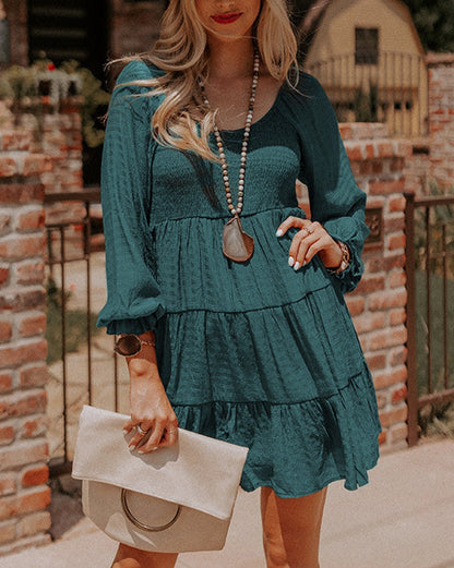 Smocked Puff Sleeve Tiered Dress