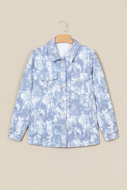 Abstract Tie Dye Patch Pocket Collared Jacket