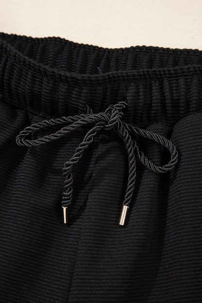 Textured Half-Zip Top & Drawstring Shorts Set