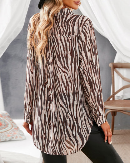 Tiger Stripe Button Front Shirt