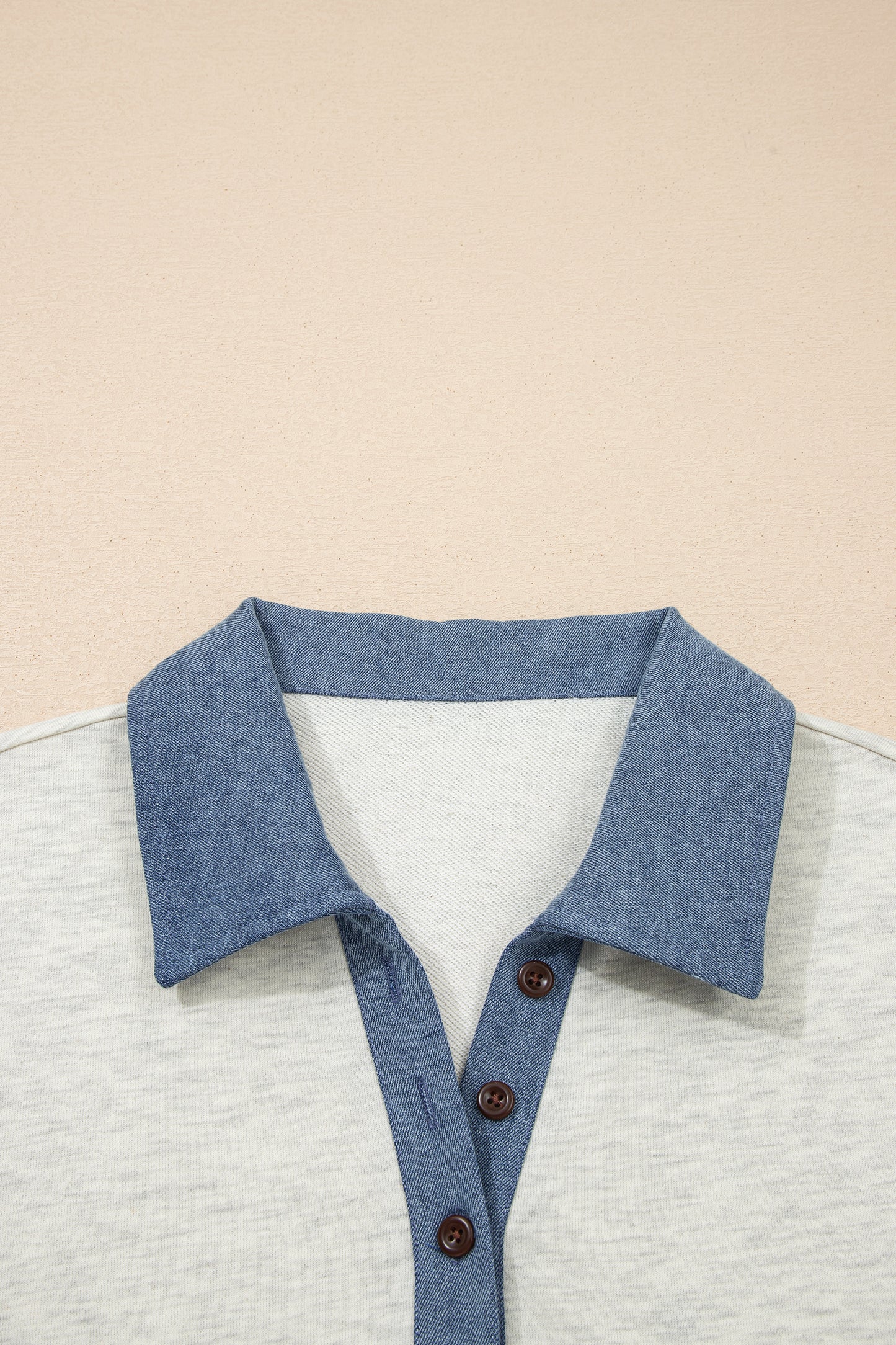 Colorblock Denim Patchwork Polo Collar Tunic Dress