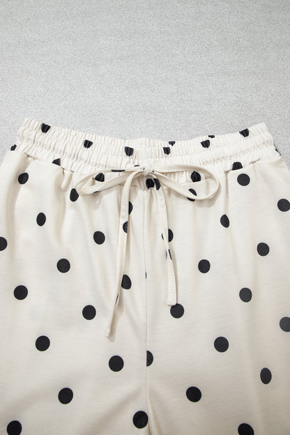 Polka Dot 3/4 Sleeve Top & Elastic Waist Pants Set