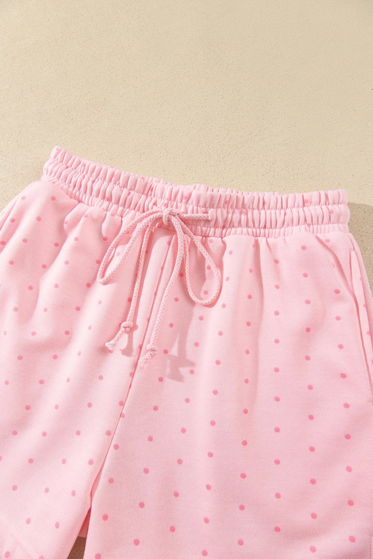 Polka Dot Kangaroo Pocket Hoodie & Shorts Set