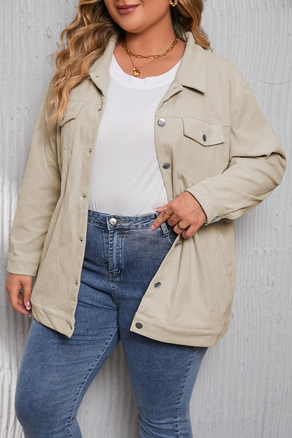 Plus Size Corduroy Buttoned Jacket