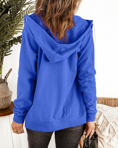 Zip-Up Drawstring Hoodie Jacket