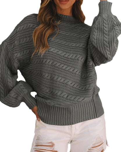 Cable Knit Mock Neck Sweater