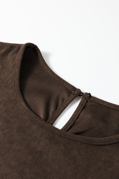 Solid Lantern Sleeve Tiered Mini Dress