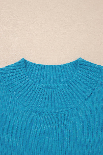 Contrast Stitch Tie Side Mock Neck Sleeveless Sweater