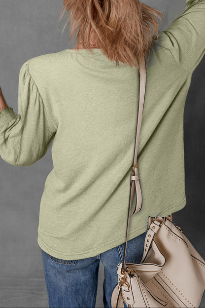 Textured 3/4 Puff Sleeve Blouse