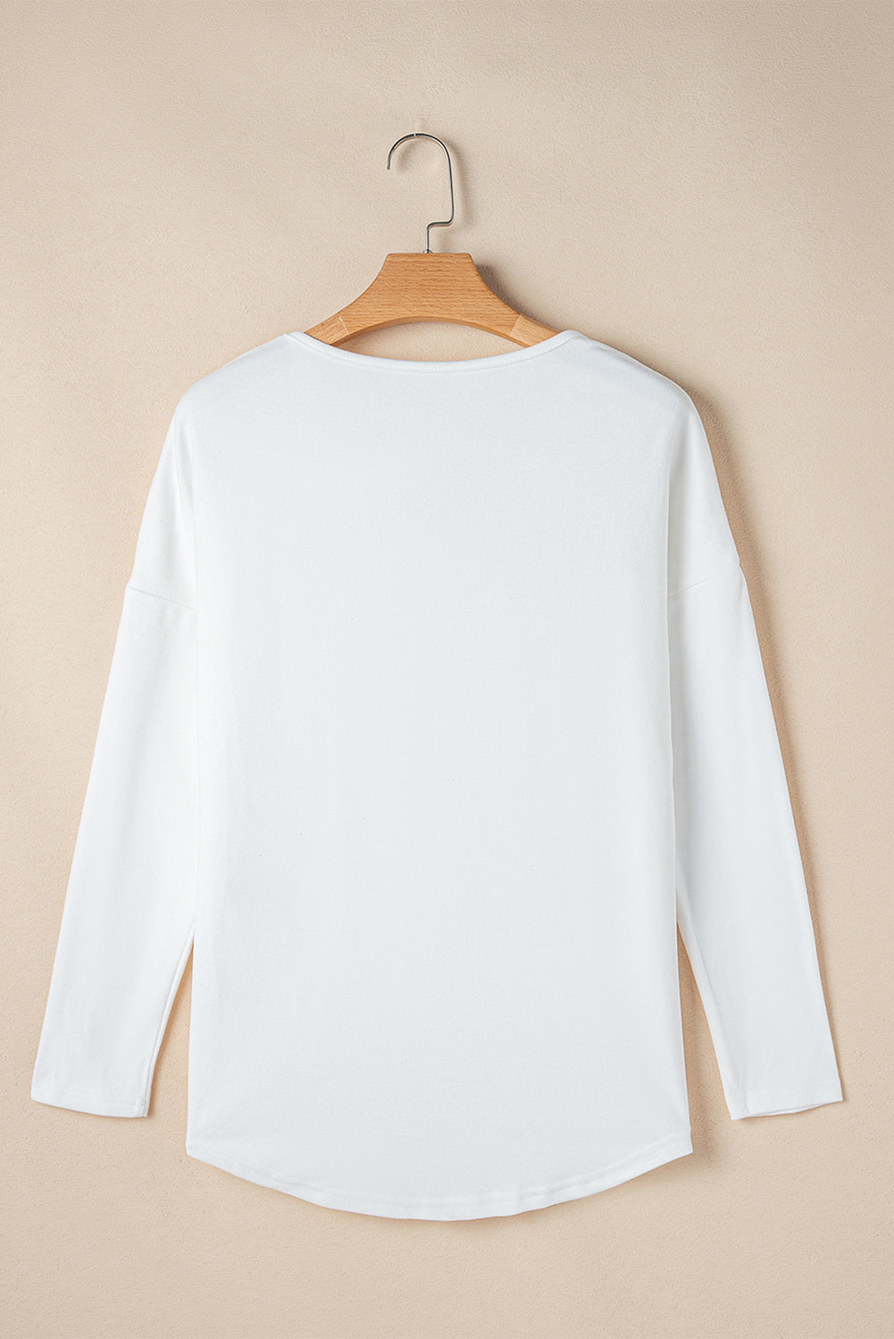 Solid V-Neck Long Sleeve Top