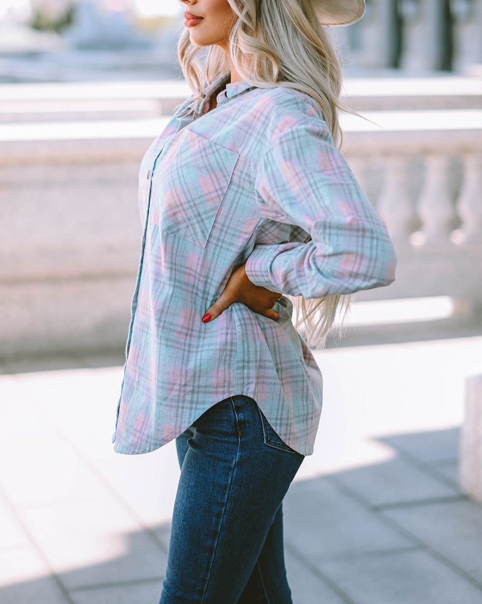 Plaid Long Sleeve Buttoned Shirt