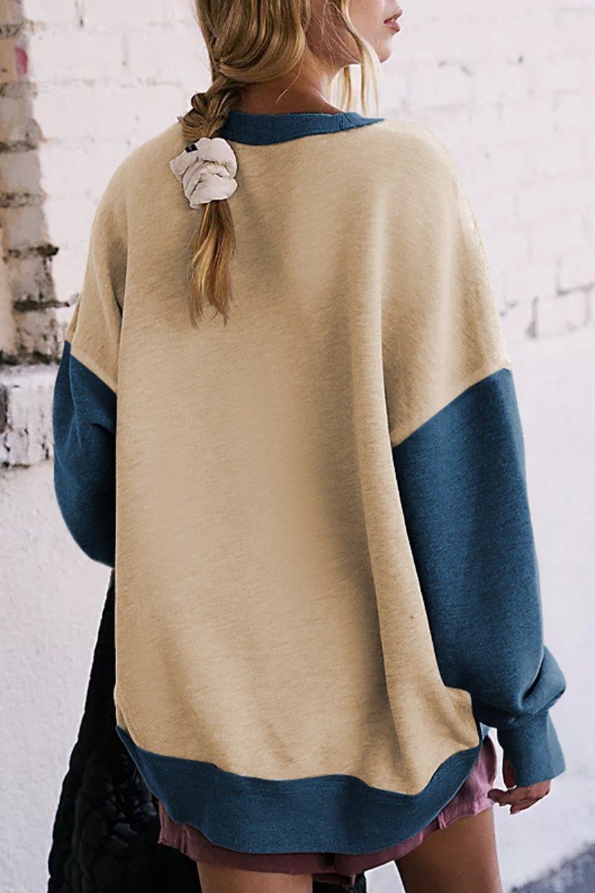 Colorblock Thumbhole Sleeve Sweatshirt