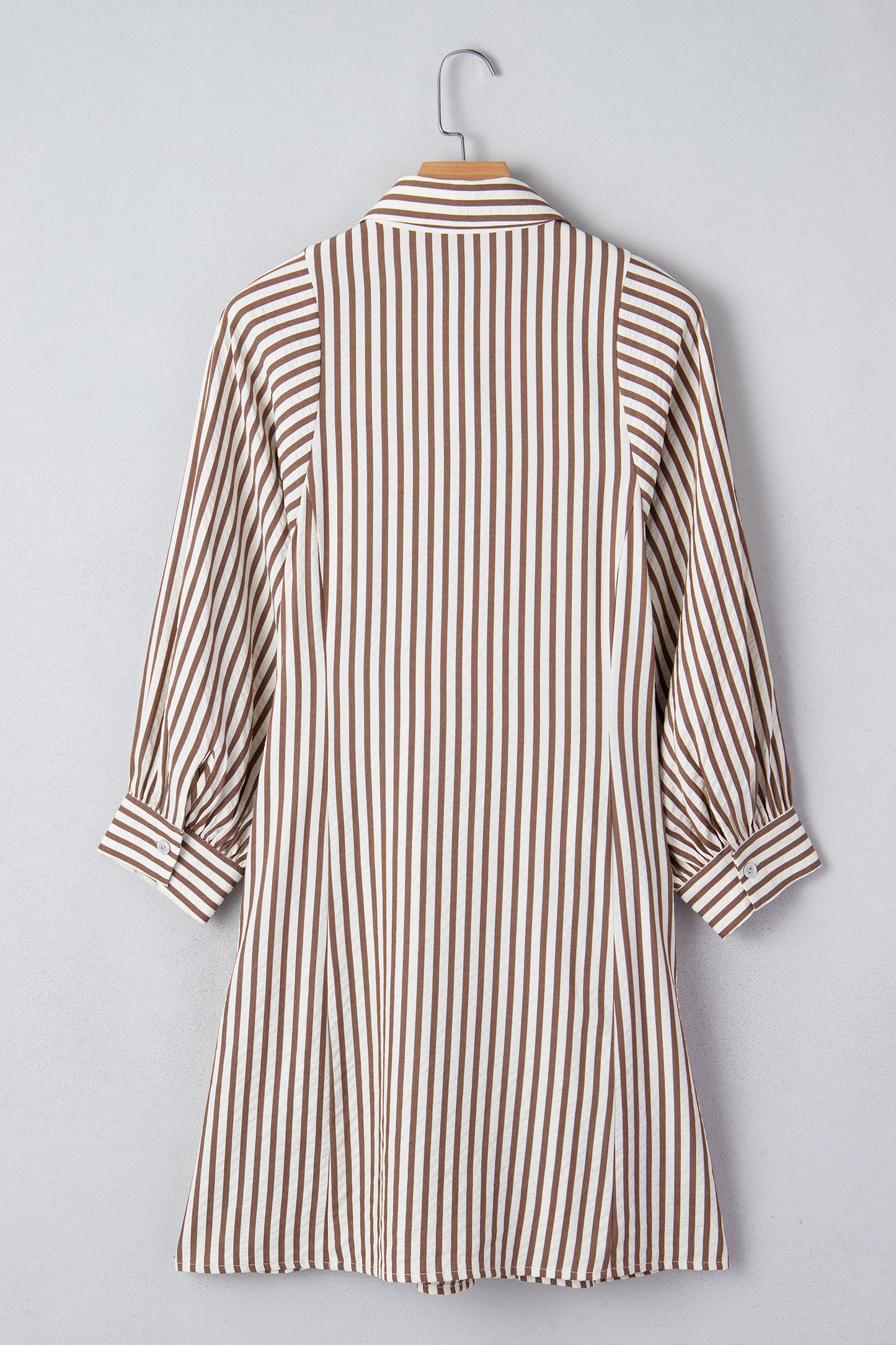 Stripe Tie Waist Puff Sleeve Mini Shirt Dress