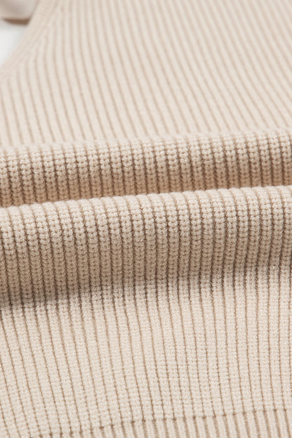 Bow Back Lantern Sleeve V-Neck Sweater