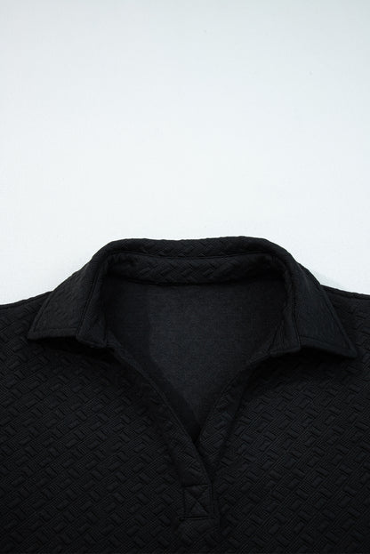 Textured Stripe Patchwork 3/4 Sleeve Sweatshirt