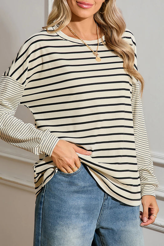 Stripe Patchwork Long Sleeve Tee