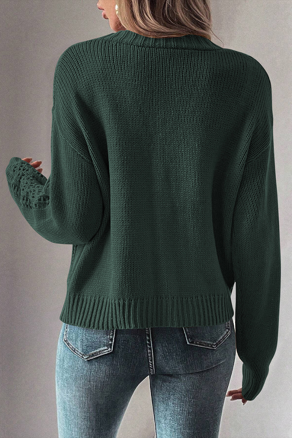 Hollowed Knit Buttoned Sweater Cardigan